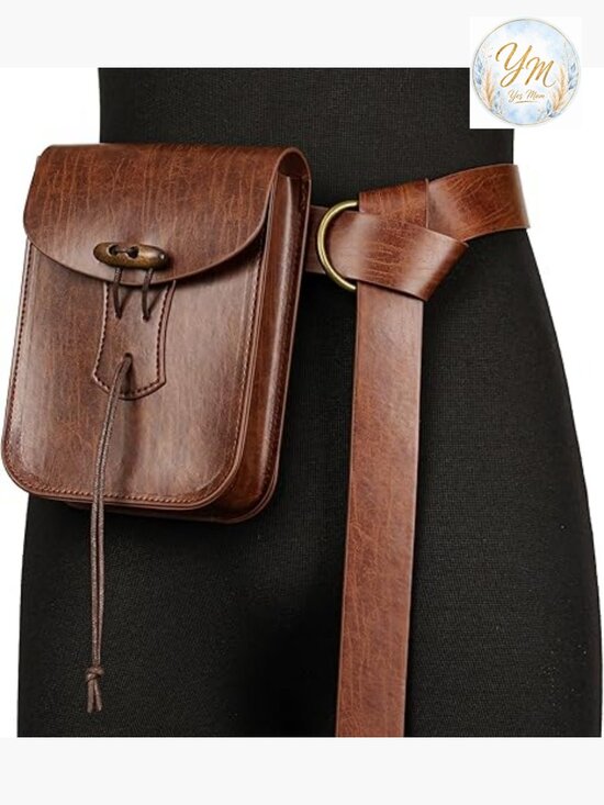Medieval Faux Leather Belt Bag Renaissance Waist Pouch Cosplay Ren Faire Purse main image 5
